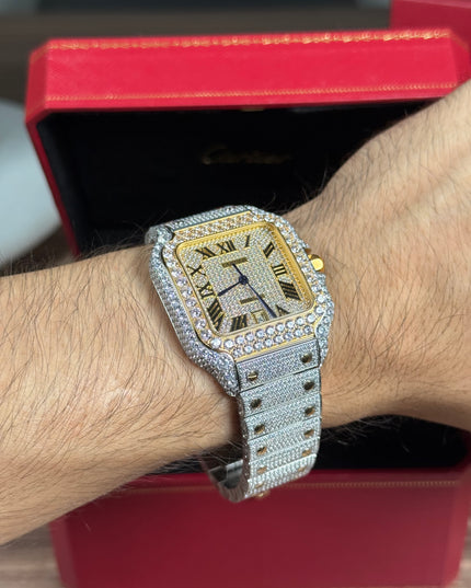 CARTIER SANTOS FULL ICE BICOLOR SUIZO