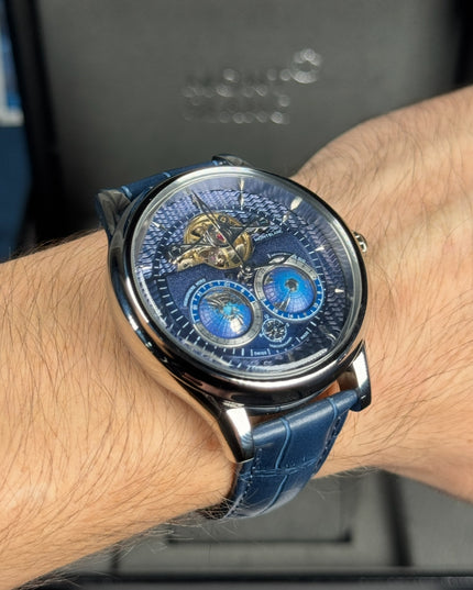 MONTBLANC TOURBILLON CYLINDRIQUE GEOSPHERES VASCO DA GAMA BLUE DIAL