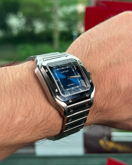 CARTIER SANTOS SUIZO DOBLE EXTENSIBLE - FONDO AZUL