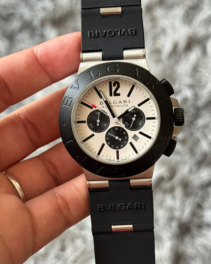 BVLGARI ALUMINIUM CRONÓGRAFO FONDO BLANCO