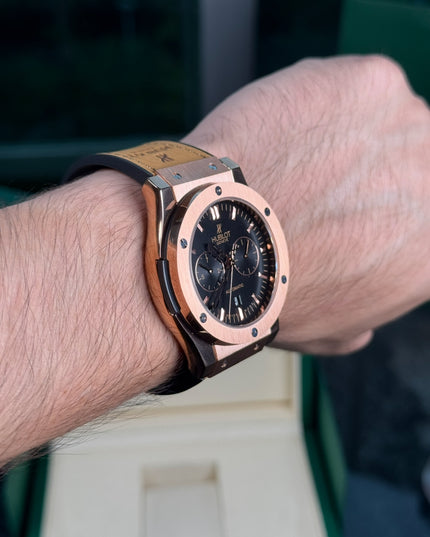 HUBLOT CRONO CLASSIC FUSION - NEGRO EXTENSIBLE GAMUZA CAMEL