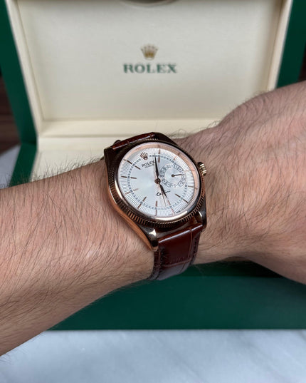 ROLEX CELLINI DATE - ROSEGOLD CAFÉ FONDO BLANCO