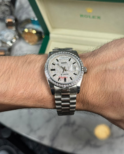 ROLEX DAY- DATE DIAMANTES PLATEADO