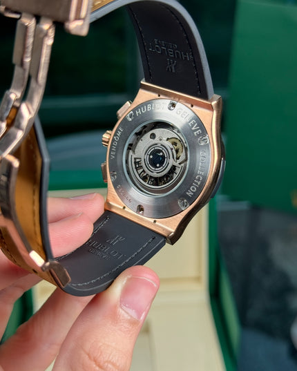 HUBLOT CRONO CLASSIC FUSION - NEGRO EXTENSIBLE GAMUZA CAMEL