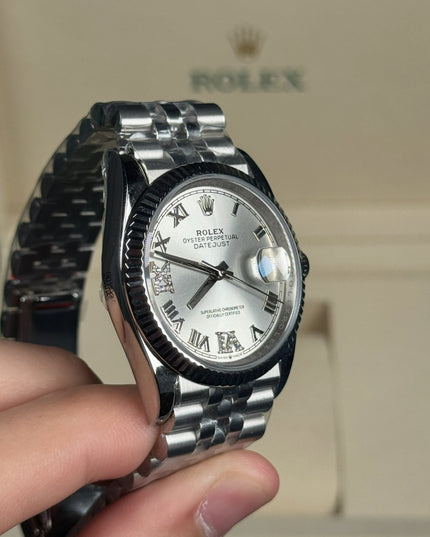 ROLEX DATEJUST DAMA 36MM SUIZO DIAMANTES PLATEADO
