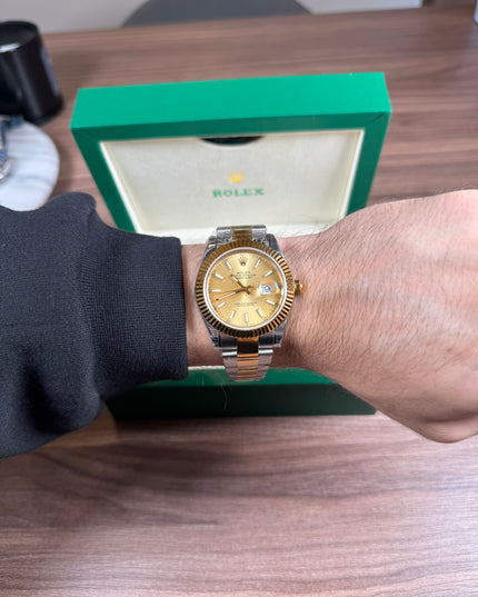 ROLEX DATEJUST SUIZO - DOBLE TONO FONDO DORADO