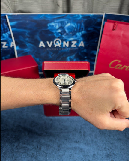 CARTIER BALLON BLEU SUIZO DOBLE EXTENSIBLE - FONDO BLANCO