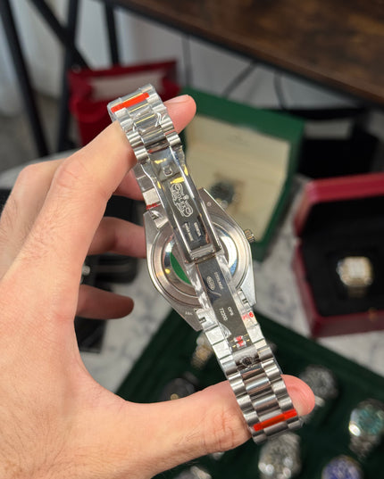 ROLEX DAY DATE PLATEADO - FONDO AZUL