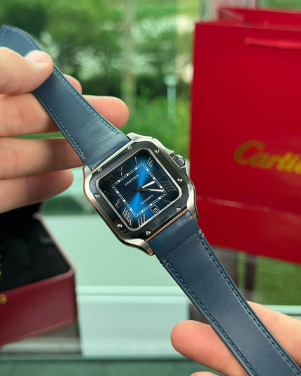 CARTIER SANTOS SUIZO DOBLE EXTENSIBLE - FONDO AZUL