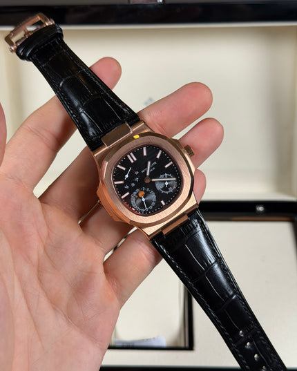 PATEK PHILIPPE NAUTILUS MOON PHASE ROSE GOLD CORREA CUERO