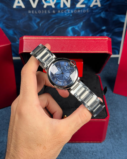 CARTIER BALLON BLEU SUIZO DOBLE EXTENSIBLE - FONDO AZUL