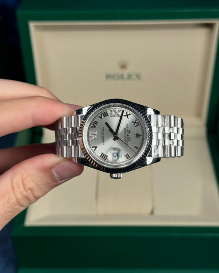 ROLEX DATEJUST DAMA 36MM SUIZO DIAMANTES PLATEADO