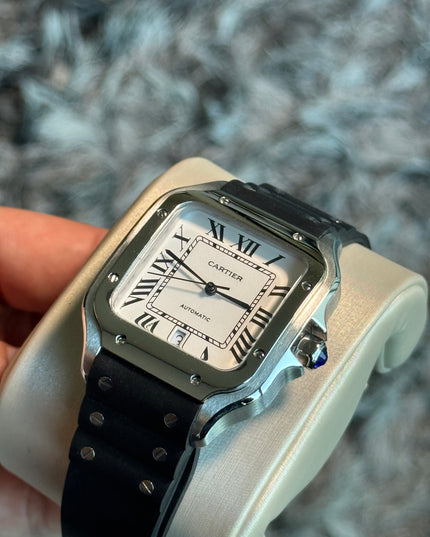 CARTIER SANTOS EXTENSIBLE CAUCHO - FONDO BLANCO