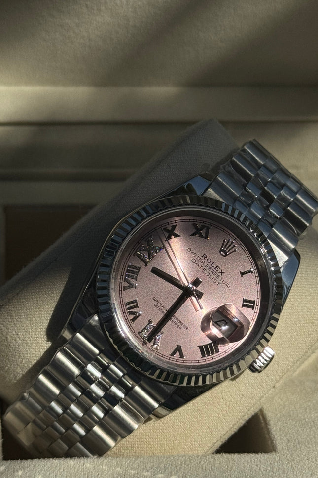 ROLEX DATEJUST DAMA 36MM ROSA SUIZO DIAMANTES