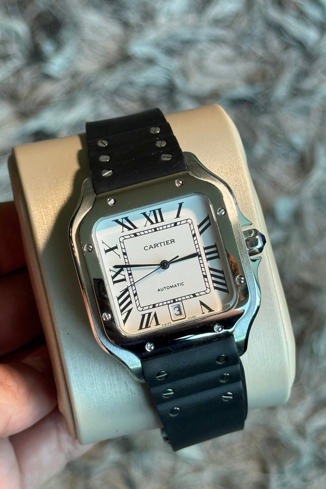CARTIER SANTOS EXTENSIBLE CAUCHO - FONDO BLANCO
