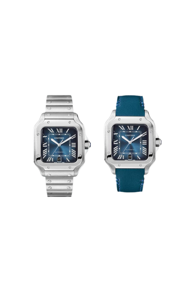 CARTIER SANTOS SUIZO DOBLE EXTENSIBLE - FONDO AZUL