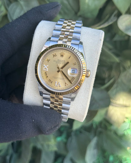 ROLEX DATEJUST DAMA 36MM DORADO SUIZO DIAMANTES