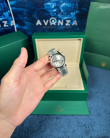 ROLEX DATEJUST DAMA 36MM SUIZO DIAMANTES PLATEADO