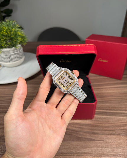 CARTIER SANTOS FULL ICE BICOLOR SUIZO