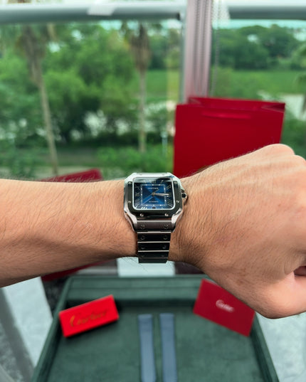 CARTIER SANTOS SUIZO DOBLE EXTENSIBLE - FONDO AZUL