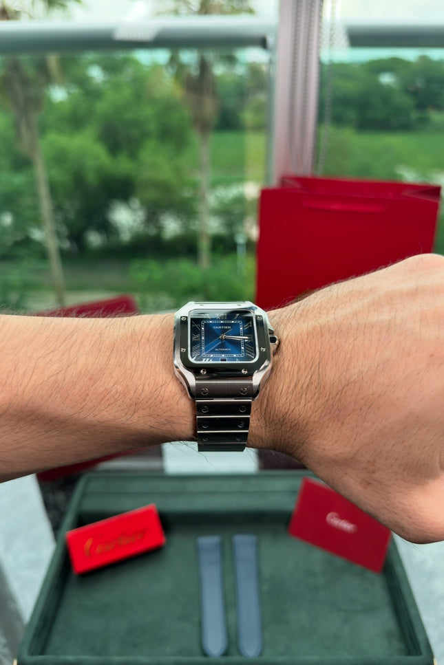 CARTIER SANTOS SUIZO DOBLE EXTENSIBLE - FONDO AZUL