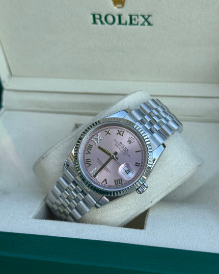 ROLEX DATEJUST DAMA 36MM ROSA SUIZO DIAMANTES