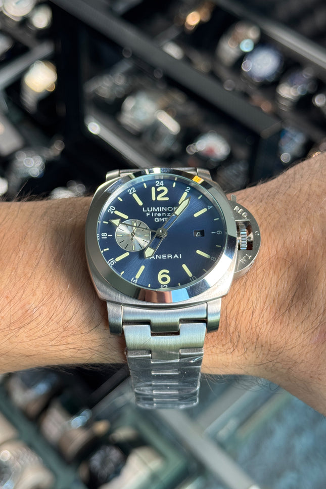 PANERAI LUMINOR GMT AUTOMATIC- PLATA FONDO AZUL