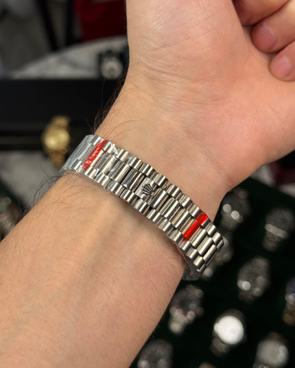 ROLEX DAY DATE PLATEADO - FONDO BLANCO