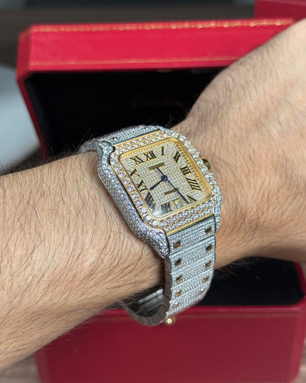 CARTIER SANTOS FULL ICE BICOLOR SUIZO