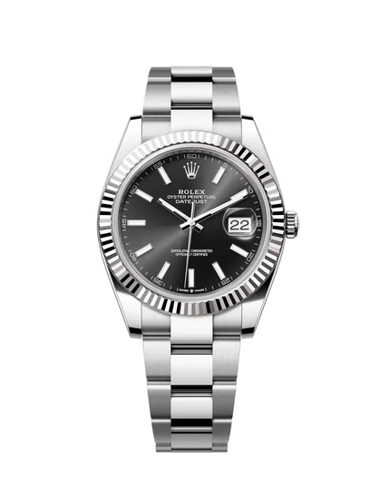 ROLEX DATEJUST PLATEADO - FONDO NEGRO OYSTER
