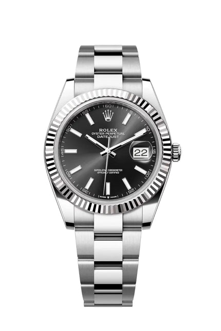 ROLEX DATEJUST PLATEADO - FONDO NEGRO OYSTER