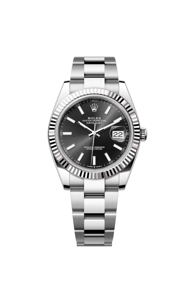 ROLEX DATEJUST PLATEADO - FONDO NEGRO OYSTER