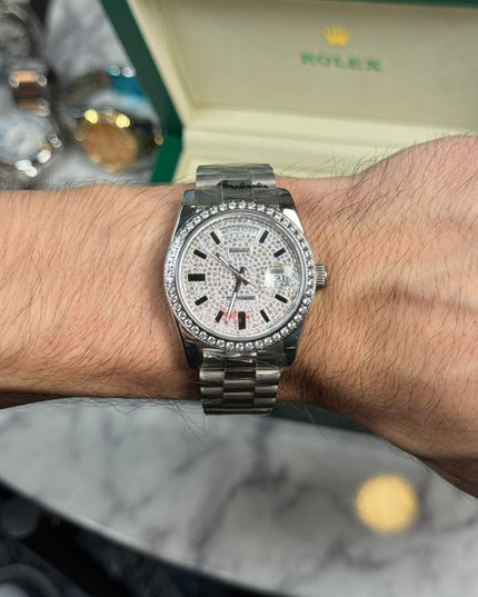 ROLEX DAY- DATE DIAMANTES PLATEADO