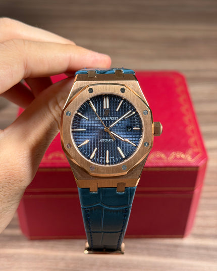AUDEMARS PIGUET ROYAL OAK PIEL AZUL ROSE GOLD