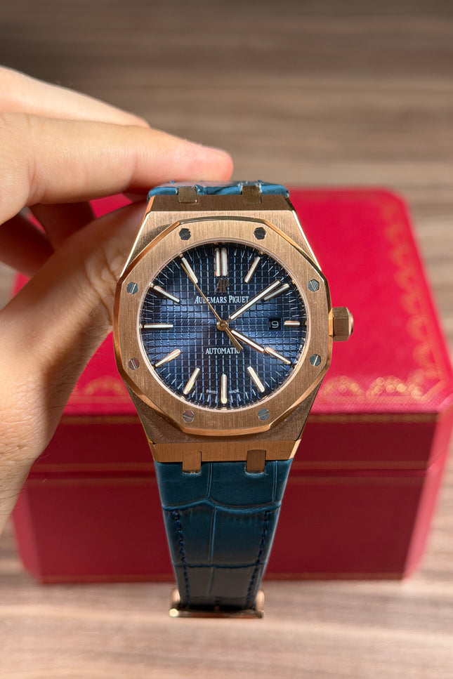 AUDEMARS PIGUET ROYAL OAK PIEL AZUL ROSE GOLD