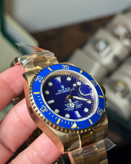 ROLEX SUBMARINER DORADO FONDO AZUL