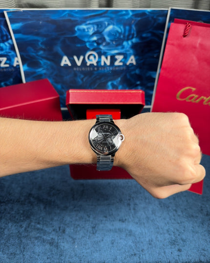 CARTIER BALLON BLEU SUIZO DOBLE EXTENSIBLE - FONDO NEGRO