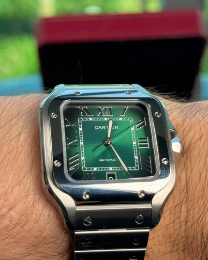 CARTIER SANTOS SUIZO DOBLE EXTENSIBLE - FONDO VERDE