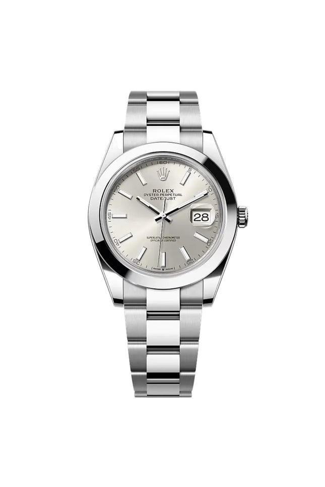 ROLEX DATEJUST PLATEADO - FONDO GRIS CLARO OYSTER