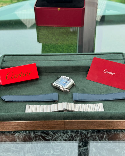 CARTIER SANTOS SUIZO DOBLE EXTENSIBLE - FONDO AZUL