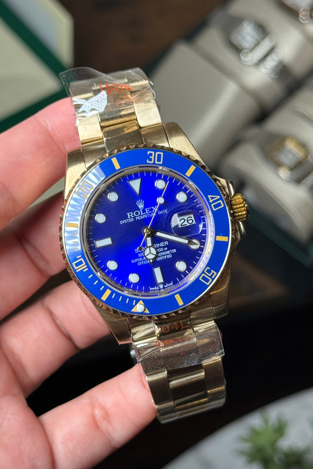 ROLEX SUBMARINER DORADO FONDO AZUL