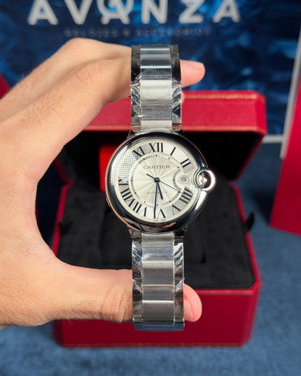 CARTIER BALLON BLEU SUIZO DOBLE EXTENSIBLE - FONDO BLANCO
