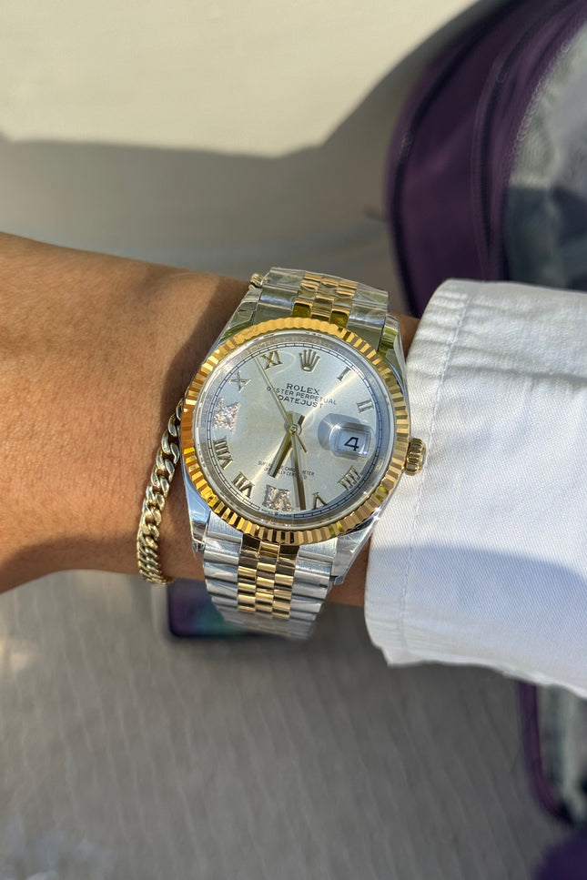 ROLEX DATEJUST DAMA 36MM BLANCO SUIZO DIAMANTES