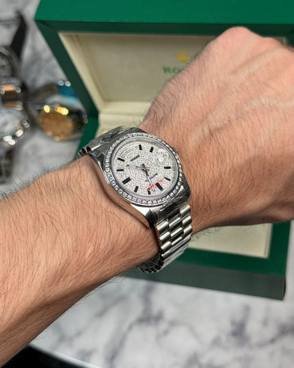 ROLEX DAY- DATE DIAMANTES PLATEADO