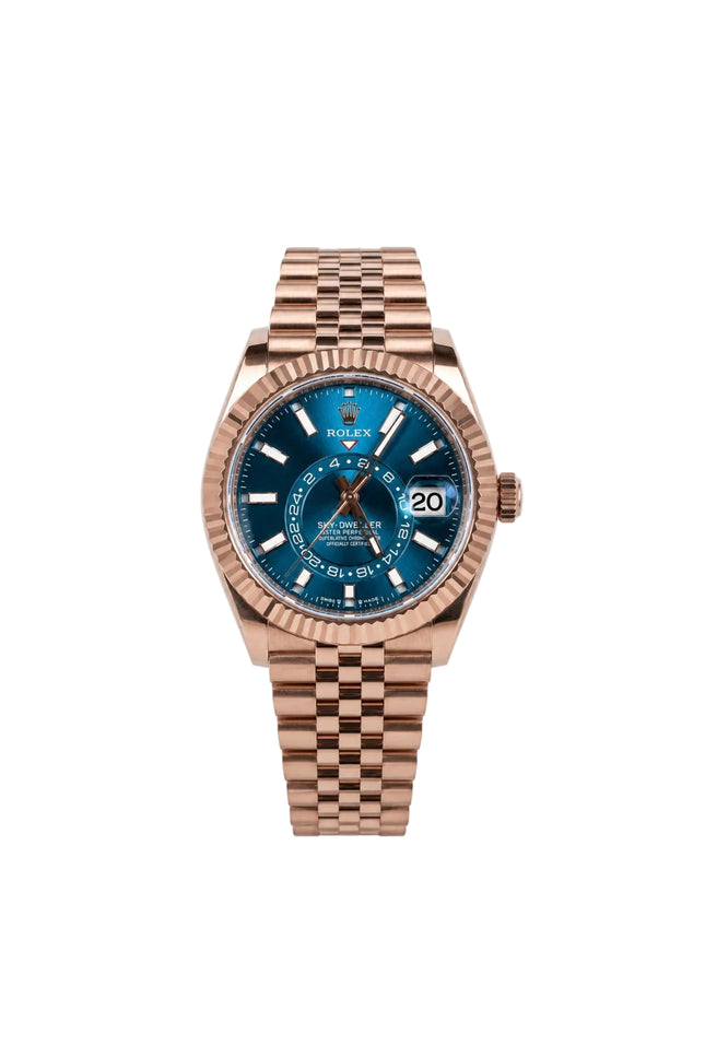ROLEX SKY-DWELLER ROSE GOLD SUIZO - FONDO AZUL