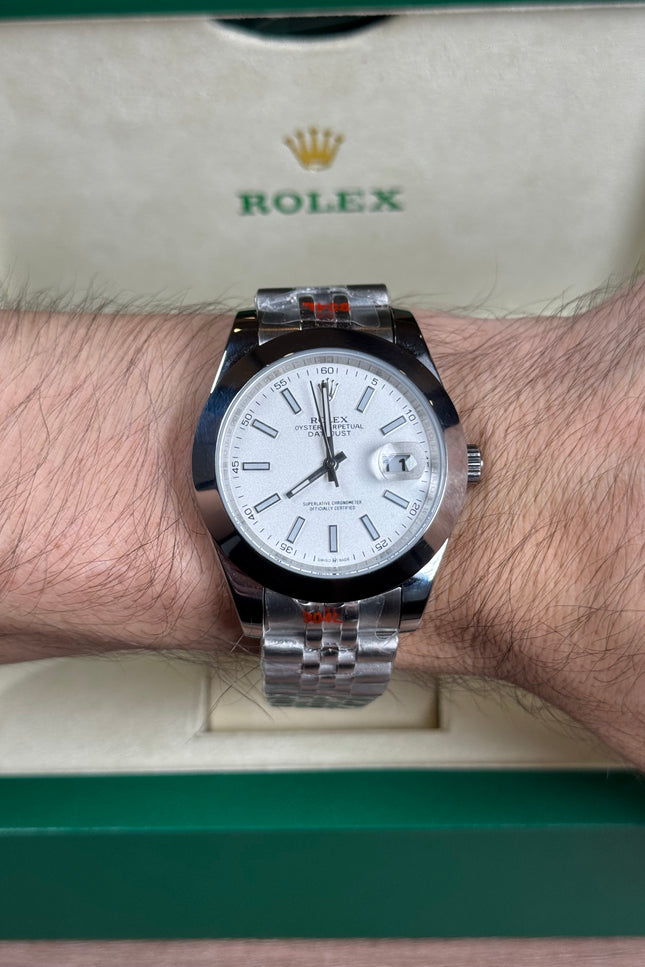 ROLEX DATEJUST PLATEADO - FONDO BLANCO