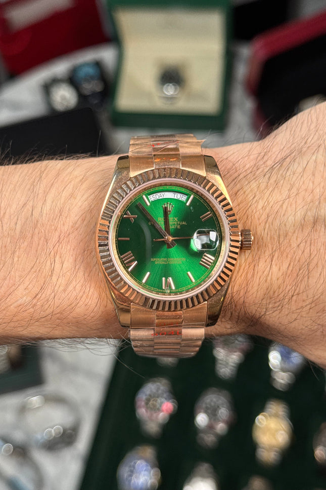 ROLEX DAY DATE ROSEGOLD - FONDO VERDE