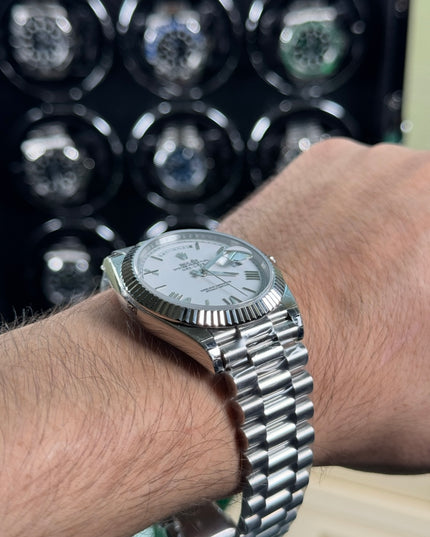 ROLEX DAY-DATE SUIZO - ACERO FONDO BLANCO