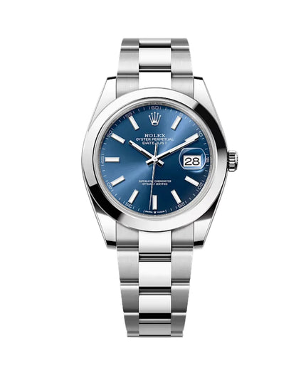ROLEX DATEJUST PLATEADO - FONDO AZUL OYSTER