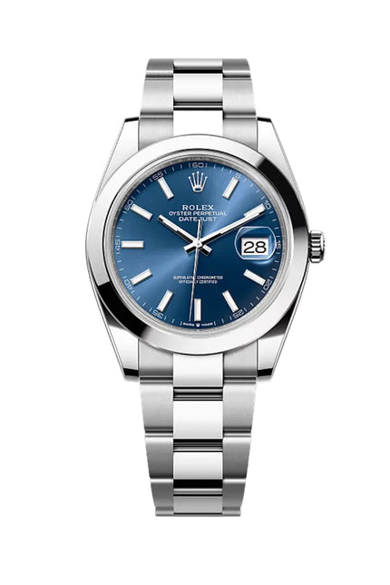 ROLEX DATEJUST PLATEADO - FONDO AZUL OYSTER
